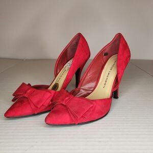 Chinese Laundry Red Suede Heels with Bow Size 8 for Women